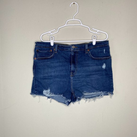 Levi's Pants - Levi's High Rise Bermuda Cut off Denim Shorts Women's 34 Blue Distressed